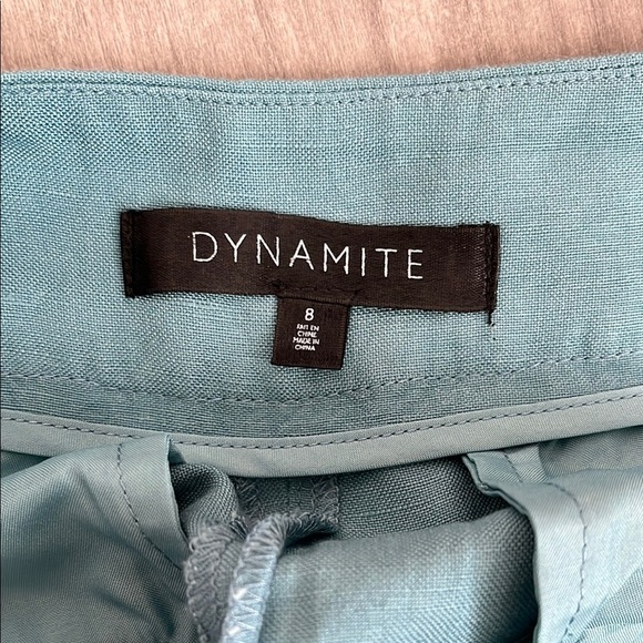 DYNAMITE Yasmin Straight Leg Linen Pants Turquoise, Size 8 - Picture 4 of 14